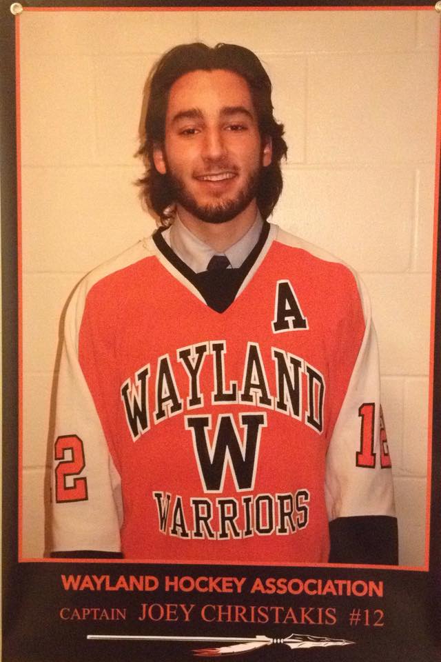 Above is senior Joey Christakis. Christakis is a key player on the boys' hockey team.