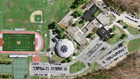Construction of the New High School begins in the Spring of 2011 on the current parking lots. (Credit: MassGIS. Commonwealth of Massachusetts EOEA).