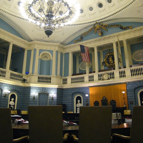 A view of the empty Massachusetts Senate chamber. (Credit: CC Flickr user Plutor)