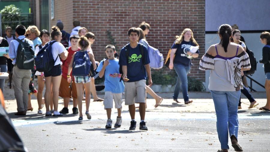 Freshman Evan Brission and Jake Baxter on campus after election results were posted. (Credit: Jake Adelman/WSPN)
