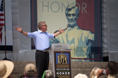 Tea Party leader Glenn Beck at the Restoring Honor rally in Washington D.C. on August 28th of this year. (Credit: lukexmartin/CC)