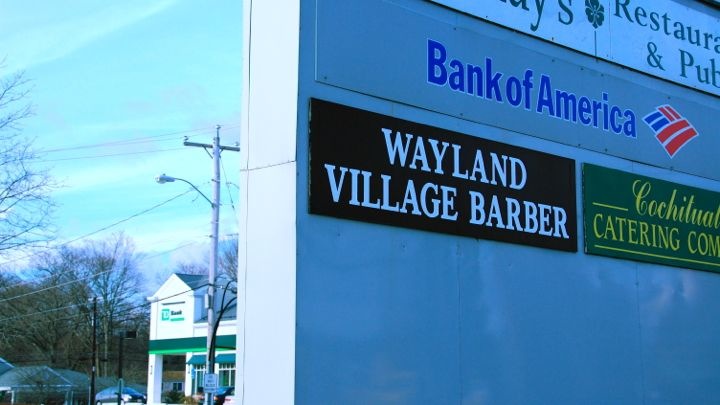 Wayland has few commercial areas with banks anchoring most of them. (Credit: Caitlin OKeeffe/WSPN)