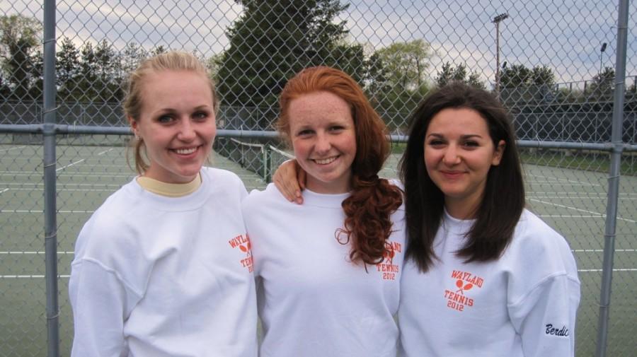 Girls tennis captains (from left to right) Katrina Gaddis, Emma Barton and Dina Berdichevsky.