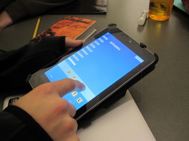Pictured above is Anagrams Twist, played on a Google Nexus 7. Junior Eli Bucher is currently working on developing a version of Anagrams Twist for Android devices. Its creative problem solving, Bucher said