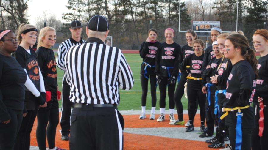 Pictured above are last years Wayland and Weston powderpuff teams. This year, many schools have become cautious about powderpuff, and some have even canceled it. WSPNs Sarah and Allison offer their explanation for why they think the game should continue. 