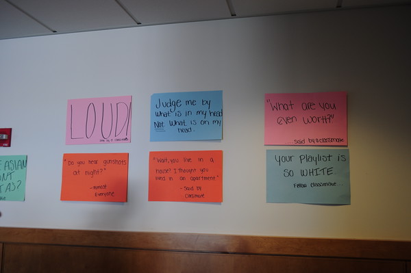 Above are some of the signs that a group of students posted to raise awareness about negative stereotypes. The students hope that the signs will help other students know what is being said about other students. People should know what stereotypes are out there and how they might feel if it was said to them, sophomore McKenzie Thompson said. 