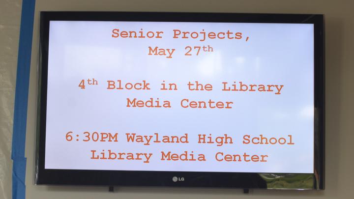 Pictured above is the information for the senior project presentation. WSPNs Nina Haines outlines how senior projects evolve into presentations.