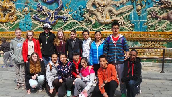 Pictured above are the seven Wayland exchange students who went to China, Chris Balicki, Lucy Hughes, Zach Knapp, Ella Johnson, Logan Dawson, Kaire Bernier, and Cassie O'Heron, along with their Chinese host siblings. WSPN interviewed the students about their experience in China.