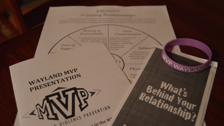 Pictured above  are materials that were available during the MVP presentation. The presentation discussed signs of abuse and how to prevent it. “I hope that we have made people more aware of what an unhealthy relationship looks like and how to strive for a healthy relationship, club advisor Rachel Hanks said.