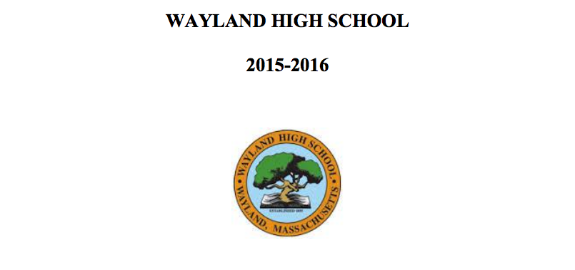 Pictured above is the Wayland High School Student Handbook. The handbook contains information about the requirements and benefits of senior and junior privileges.