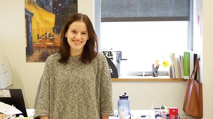 Pictured above is visual arts teacher Amy Cuneo in her studio. Cuneo teaches Art 1, Metalwork and Advanced Metalwork. This year is her first teaching high school art. “I love the high school age, I love having relationships with my students and I just love the classes that I’m teaching,” Cuneo said.