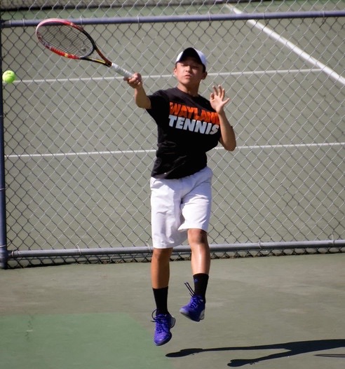 Pictured above is sophomore Jaylen Wang playing tennis. Wang has been playing tennis since he was eight years old, and its something he cannot live without.  “Tennis is all confidence. You just gotta believe you can make your shots, even if you’re having a bad day, Wang said. 