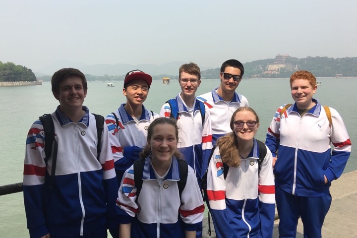 Pictured above are the seven Wayland WHS students who went to China: Myle Larsen, Edmond Giang, Julia Treese, Andrew Briasco-Stewart, Nathan Hochberger, Clarissa Briasco-Stewart and John Batarekh at the summer palace in Beijing. WSPN interviewed the students about their experience in China.