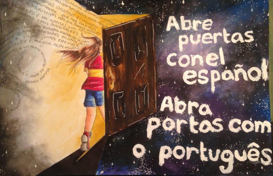 Pictured above is a poster drawn by senior Athina Apazidis for the AATSP (American Association of Teachers of Spanish and Portuguese). “Drawing for me is an escape, an expression. Whatever I’m feeling can be spilled out onto paper and take away stress and pressure and negative thoughts like nothing else,” Apazidis said.