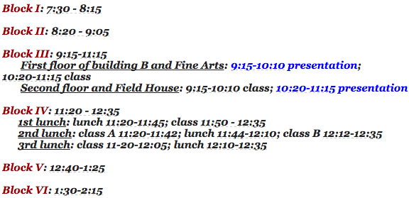 News Brief: bell schedule and preview for speaker on 11/29