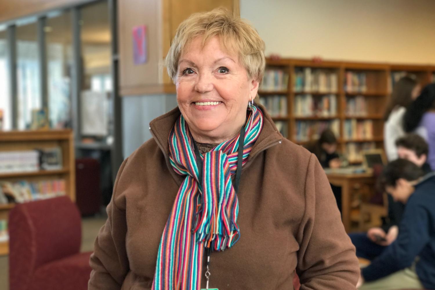 Above is Librarian Ms. Miller. Miller has attended sports games at Wayland for many years. “The best part of it is to see the kids succeed… I want you to win, I want us to win,” Miller said.