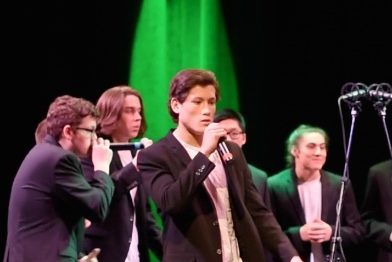 Above, freshman Sidney Toga performs with the WHS T-Tones a cappella group. Toga has been singing since elementary school, and greatly enjoys making music. “[Singing is] just fun,” Toga said. “I enjoy doing it, and it’s just a fun thing to do for me.”