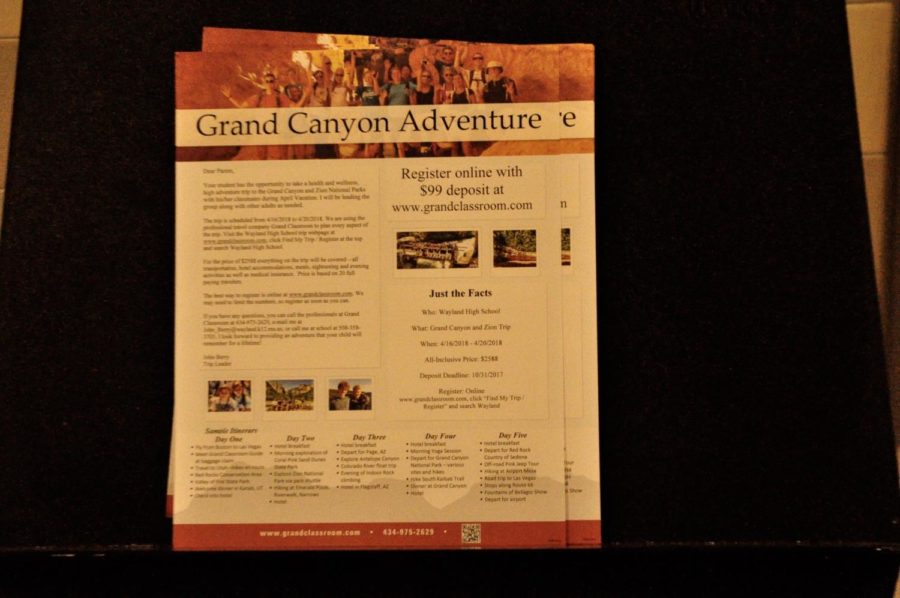 Pictured above are posters advertising the Grand Canyon trip to be held in April of 2018. Fourty students will be able attend the trip, which is organized by wellness teacher John Berry.  "I want students to learn, to use what we’re doing in class, [and to] be able to apply it to an outside experience,” Berry said.  