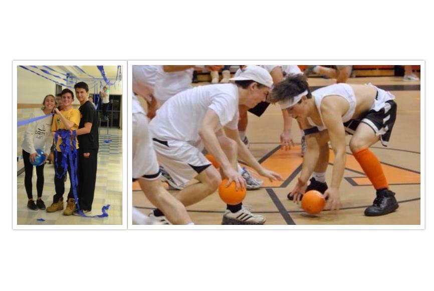 Pictured on the left are current juniors during last year’s inaugural color blast event, which replaced the traditional dodgeball tournament. On the right are two WHS students playing in one of such tournaments in a previous year. Both events will take place during Spirit Day of 2017.