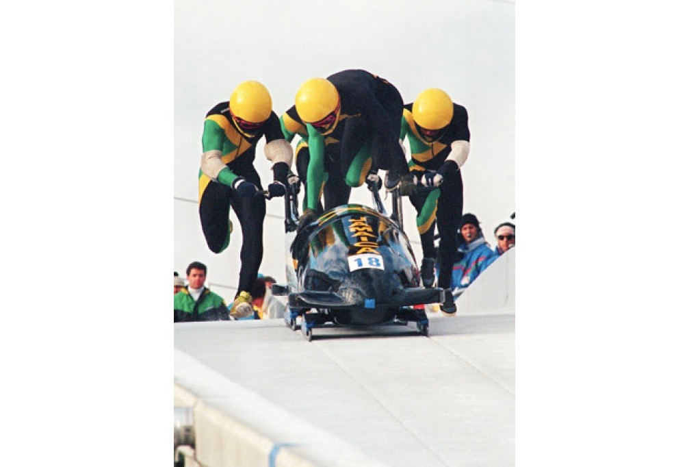 Pictured above is the Jamaican bobsled team the that film