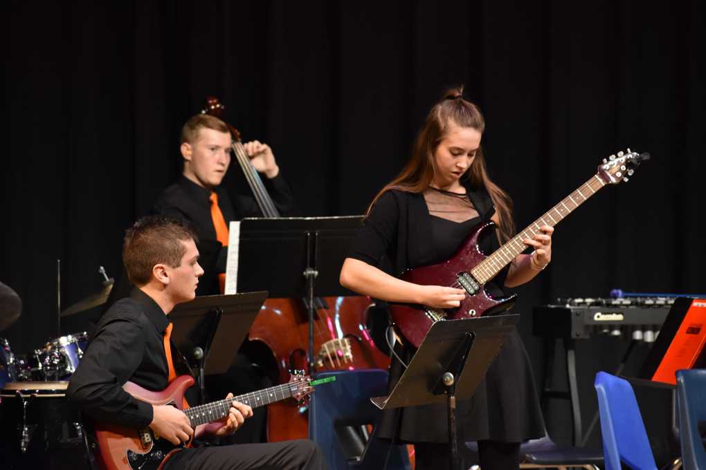Pictured above is junior Sophia Schroeder playing at a WHS jazz band concert.
