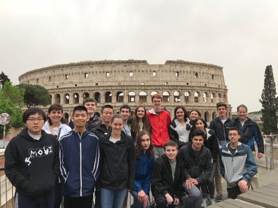Students visit the Colosseum while in Rome.