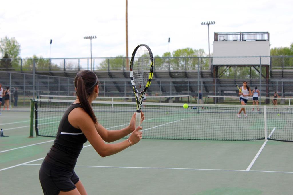 Senior Audrey Camacho in a match against Acton Boxborough.