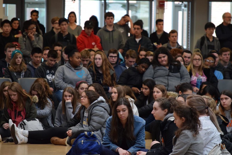 WHS students participate in a walkout following the school shooting in Parkland, Florida. Students will participate in another walkout protesting the proposals to change school start times on Nov. 19. “I started the walkout because I’ve seen that a lot of the students in this school don’t want a later start time next year,” junior Jaden Brewington said.