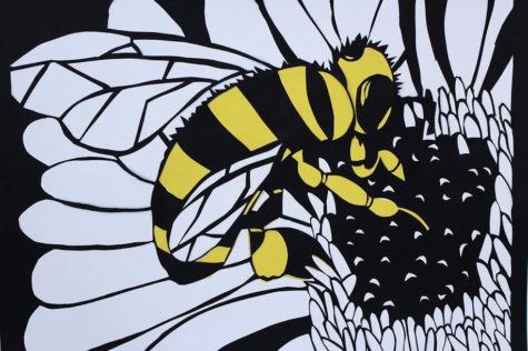 Senior Gabby Fargnolis piece of a bee extracting pollen from a flower. Fargnoli is one of the artists who will be featured in the annual WHS art show on Monday, Dec. 17. I’ve always been creative, and art is a way I like to express my creativity, Fargnoli said.