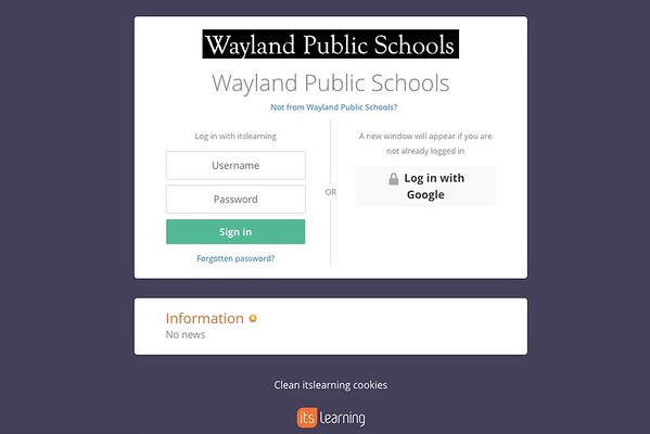 Teachers at Wayland High School use both itsLearning (pictured above) and Google Classroom as online learning platforms. A learning management system is a system in which you can tailor your curriculum to individual students, history teacher Eva Urban-Hughes said.