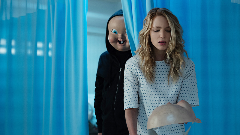 Babyface (left) and Tree (Jessica Rothe) in Happy Death Day 2U, written and directed by Christopher Landon. Film Critic Christos Belibasakis gives his take on the sequel.
