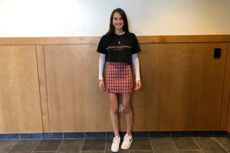 Junior Sarah Davis dresses in Brandy Melville, Nike and thrifted clothing. However, Daviss favorite store is Urban Outfitters. They have a lot of different kind of clothes in my opinion, just a good mixture,” Davis said.