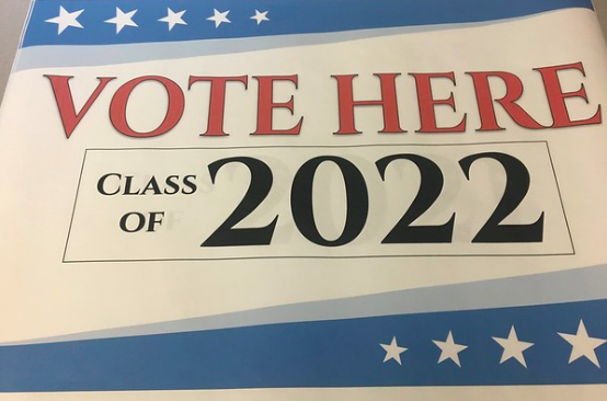 On May 23 and 24, the AP Government and Politics class will be hosting the annual student elections. Pictured above is a banner that will instruct students where to vote. [William] Wolven approached me as the Student Council adviser and asked if our class would be able to pick up running the student class election, AP Government & Politics teacher Eva Urban said.