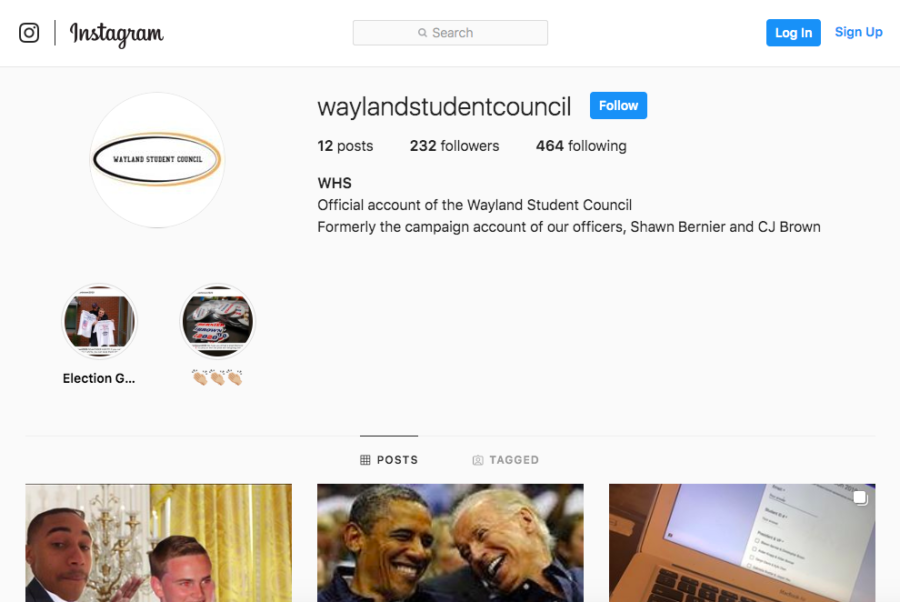 Pictured above is the Instagram account for the 2019-2020 Student Council. The account was formerly the campaign Instagram for senior President-elect Shawn Bernier and senior Vice President-elect CJ Brown.