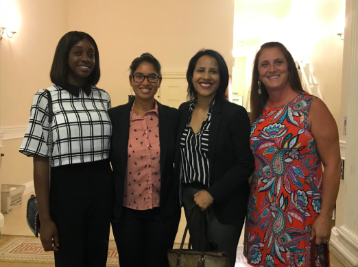 UNICEF advocates Feyi Adebayo and Pallavi Nair, Human Rights Watch fellow Nesha Abiraj and Tammy Monteiro (left to right) witnessed the Massachusetts Senate vote that banned child marriage on July 25. “[My husband] told me that I was God’s chosen people, that I was chosen,” Tammy Monteiro, a protester who was a victim of child marriage, said in an interview with Mass Live. “He said that God somehow sent me to him to be his bride.”