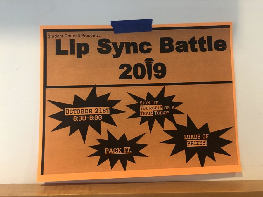 Posters advertising the Lip Sync Battle are posted throughout the school for students who are interested.