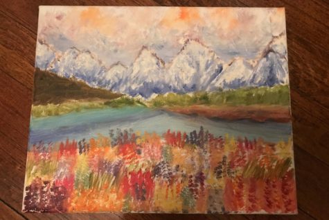 Junior Aydan McGah has been painting for over five years, ever since she took her first art class at summer camp. “[My favorite piece I’ve created] is a landscape painting of the mountains and flowers. I really loved the picture online, so I just wanted to recreate it,” McGah said. 