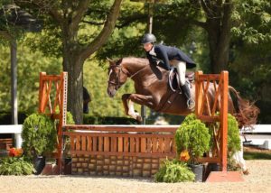 Senior Savannah Sugar goes over a hurdle at a horse show. “After all these competitions I have done I am ranked third nationally for the three-foot three inches Junior Hunter Division,” Sugar said.