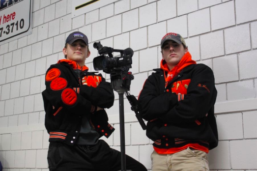 Boys varsity hockey team managers seniors Timmy Goodfellow and Brett Morris take on many jobs, one of them being filming games. "Truthfully, I feel like we’re an important part of the team because without film, they wouldn’t really have seen their mistakes and really work off of them," Goodfellow said.