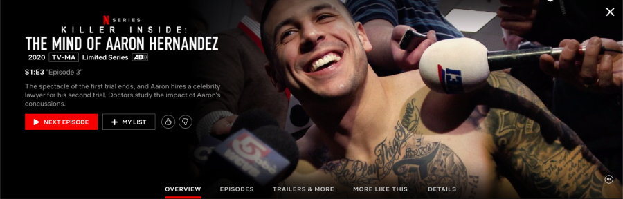 Pictured above is the new Netflix mini docuseries Killer Inside: The Mind of Aaron Hernandez. In this miniseries, coaches, family and friends reveal what was truly inside the mind of this football prodigy.