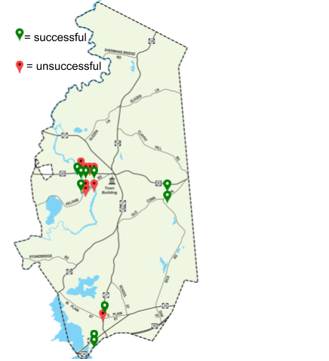 Business success versus failure in Wayland (map)