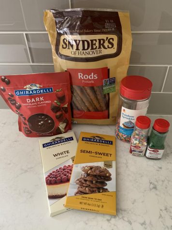Ingredients: Pretzel rods, different flavors of chocolate and decorations.