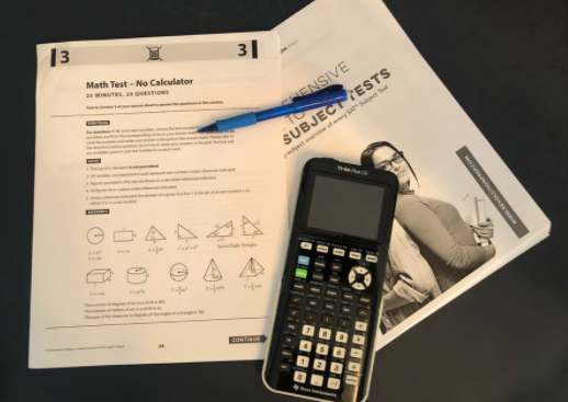 A calculator and pencil rests upon an SAT math practice test. In March, standardized tests began to cancel due to preventing the spread of coronavirus, so some colleges are moving towards becoming test optional. I believe going test optional is fair, junior Brian Grasso said. It wouldnt have been right to require standardized tests from everybody when most people have not had an opportunity to take them.