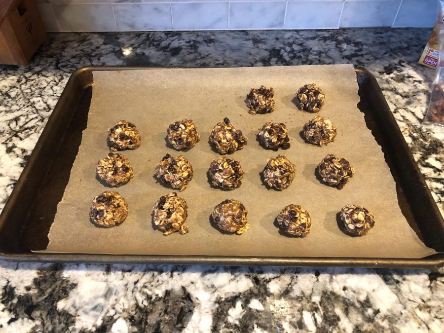 Step three: Put them onto a baking sheet and freeze for an hour until set.
