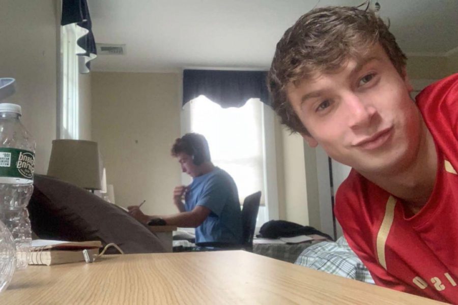 Wayland High School 2020 graduates Josh Snyder and John Stafford are on zoom calls for college, while studying from a friends house in Rhode Island. “Working in a house in Rhode Island with my friends is the closest opportunity to have a ‘college experience,’ with friends,” Snyder said. 

