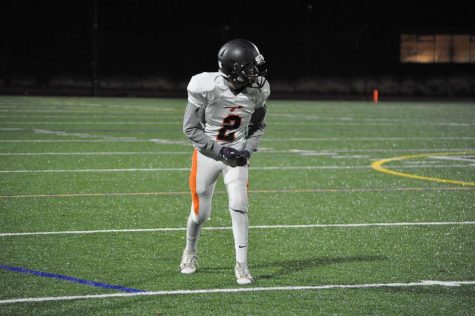 Junior Sean Goodfellow lines up before the snap of his freshman football game, two years ago. This year, football at any level will not be playing games, instead, they will be practicing twice a week.