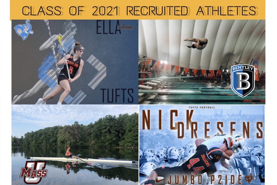 Senior+athletes+Hilla+Almog%2C+Nick+Dresens%2C+Darcy+Foreman+and+Ella+L%E2%80%99Esperance+are+among+the+students+of+the+class+of+2021+who+will+be+pursuing+their+careers+in+athletics+to+the+next+level.+They+discuss+the+difficulties+caused+in+the+recruitment+process+due+to+COVID-19+as+well+as+reflect+on+the+support+they+have+received.+%E2%80%9CIt+was+really+the+culture+of+the+team+that+drew+me+to+the+school+in+the+first+place%2C+and+it+was+the+culture+of+the+school+that+made+me+commit+there%2C%E2%80%9D+Foreman+said.+%E2%80%9CI%E2%80%99m+excited+to+be+surrounded+by+like-minded+people+and+people+who+all+share+a+common+goal+of+wanting+to+row+fast+and+win.%E2%80%9D