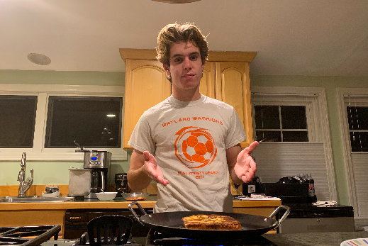 Senior Zach Campana prepares a special breakfast dish for dinner. Campana prepares new recipes for his family almost every week to introduce new foods to their palate. I cook dinner for my family at least a few times a week, with usually a couple of larger and more time-consuming recipes a month, Campana said. 