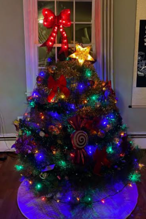 This is sophomore Elena Lius familys Christmas tree, which contains many handmade ornaments that she crafted when she was younger. 