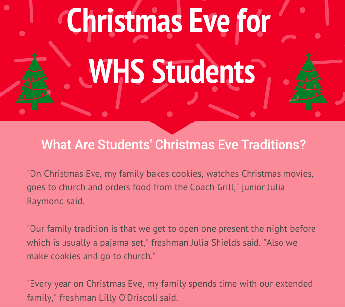 With Christmas only one day away check out how students and their families celebrate the day before. 